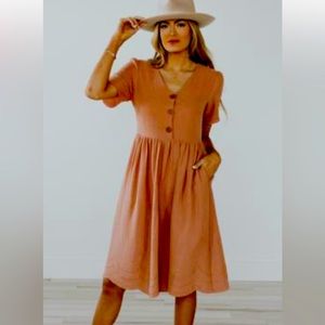 Roolee salmon eyelet midi dress